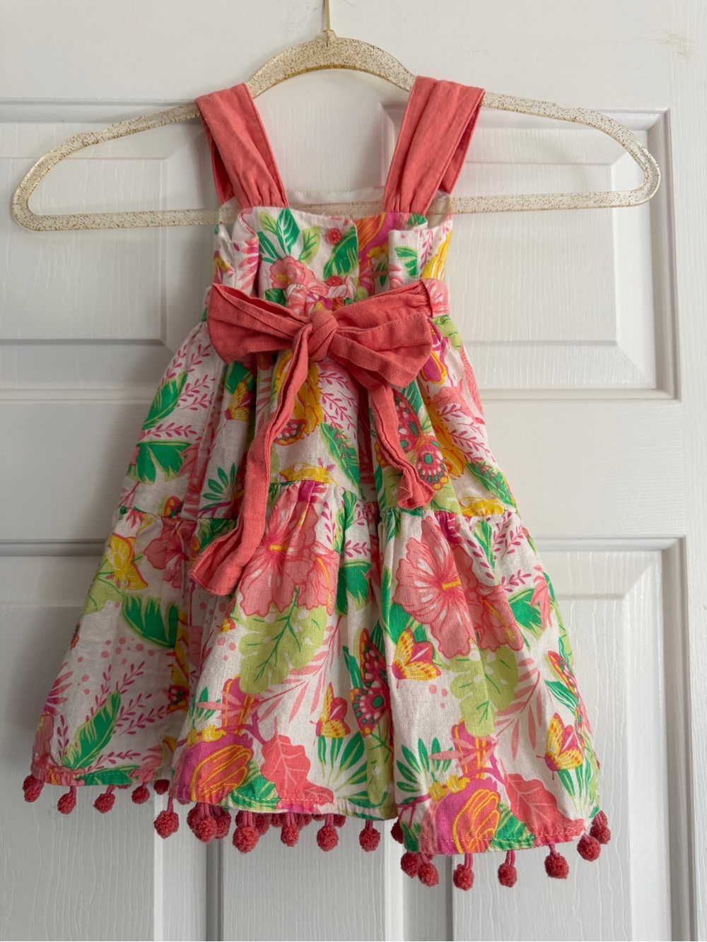 Tommy Bahama Coral Floral Pom-Pom Sundress for Kids - Picture 5 of 7